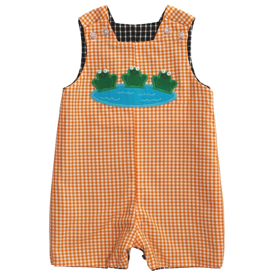Bailey Boys Baby / Toddler Reversible Jon Jon - Black with Halloween Ghost Reverses to Orange with Frogs by Bailey Boys