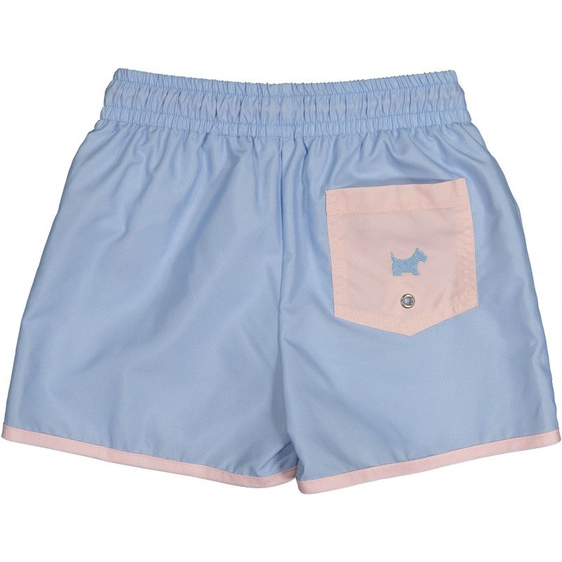Sal & Pimenta Boys Swim Trunks - Blue with Pink Pocket