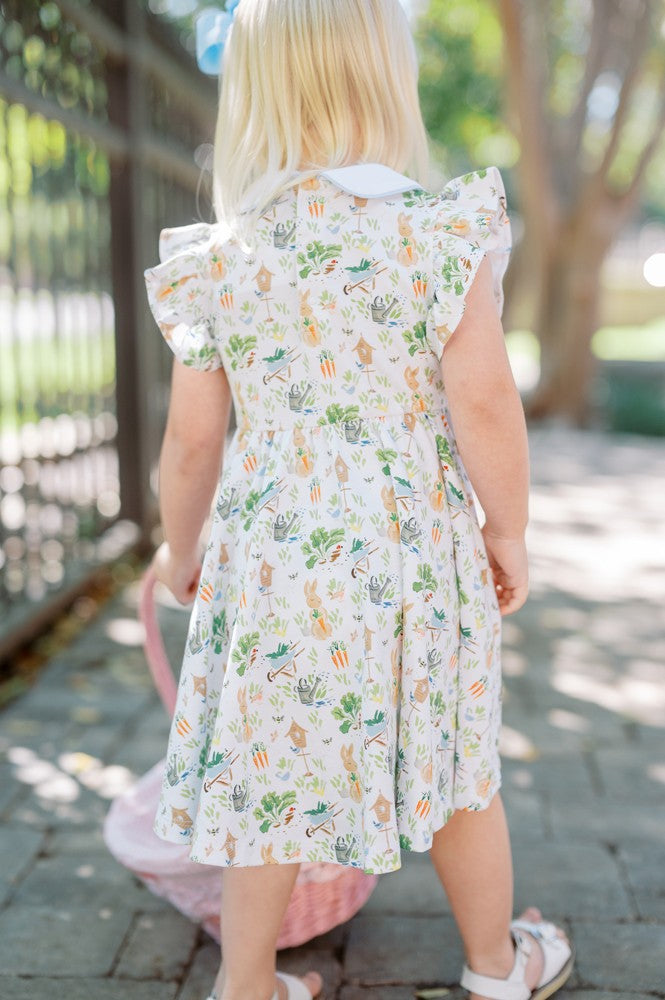 Proper Peony Pima Girls Twirl Dress - Beatrix Easter Bunny