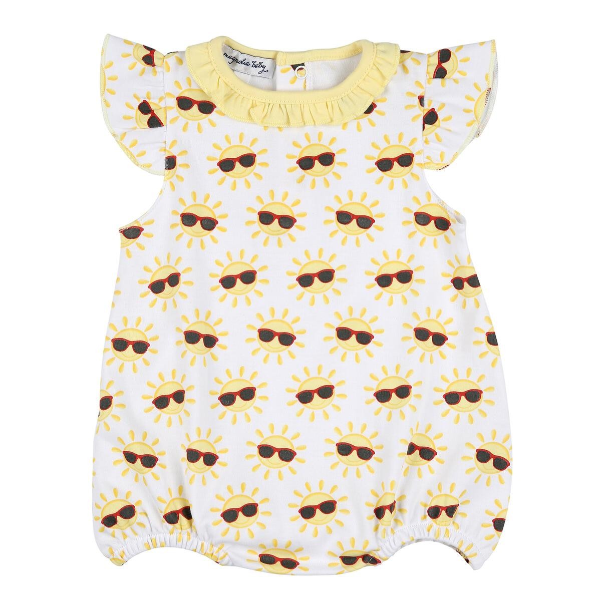 Magnolia Baby Girls My Sunshine Yellow Printed Flutters Bubble
