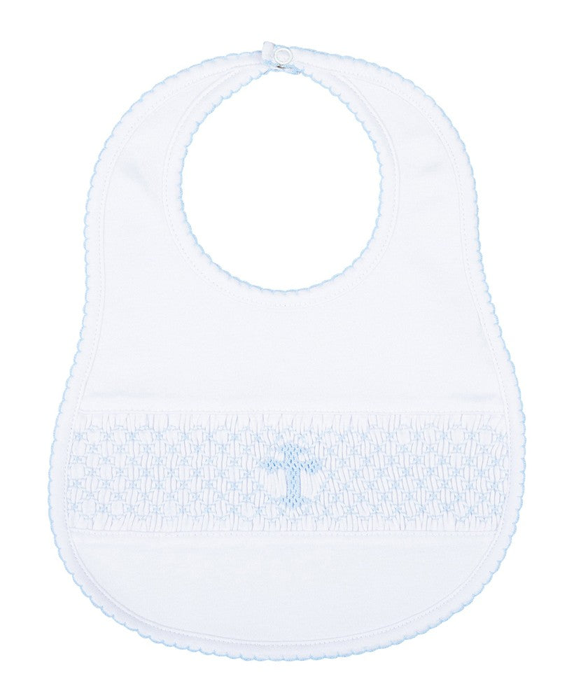 Magnolia Baby Blessed Blue Smocked Cross Bib