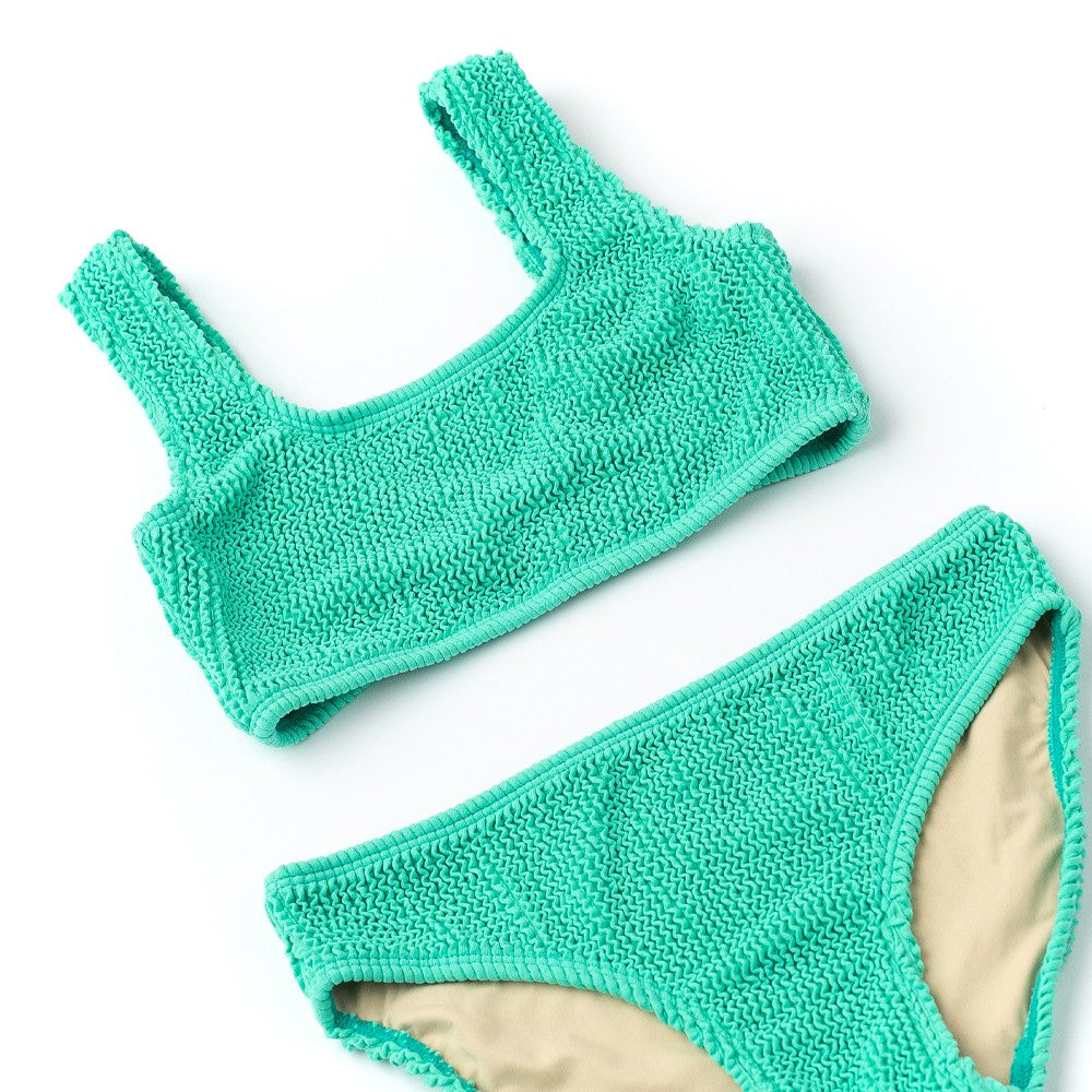 Shade Critters Girls Two Piece Swimsuit - Green Crinkle