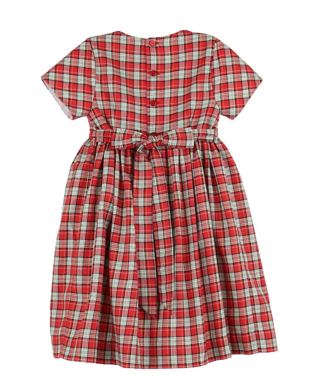 Luli & Me Girls Red Holiday Scottish Tartan Smocked Dress - Ruffles