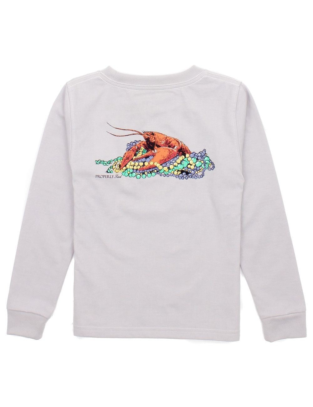 Properly Tied Shirt - Mardi Gras Beads Crawfish on Ice Grey by Properly Tied