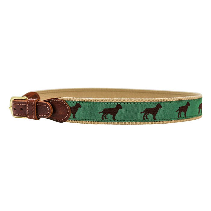 Bailey Boys Buddy Belt - Green with Chocolate Lab Dog
