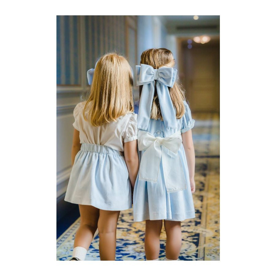 Sal & Pimenta Girls Big Hair Bow on Clip - Velvet - Charming Light Blue by Sal & Pimenta