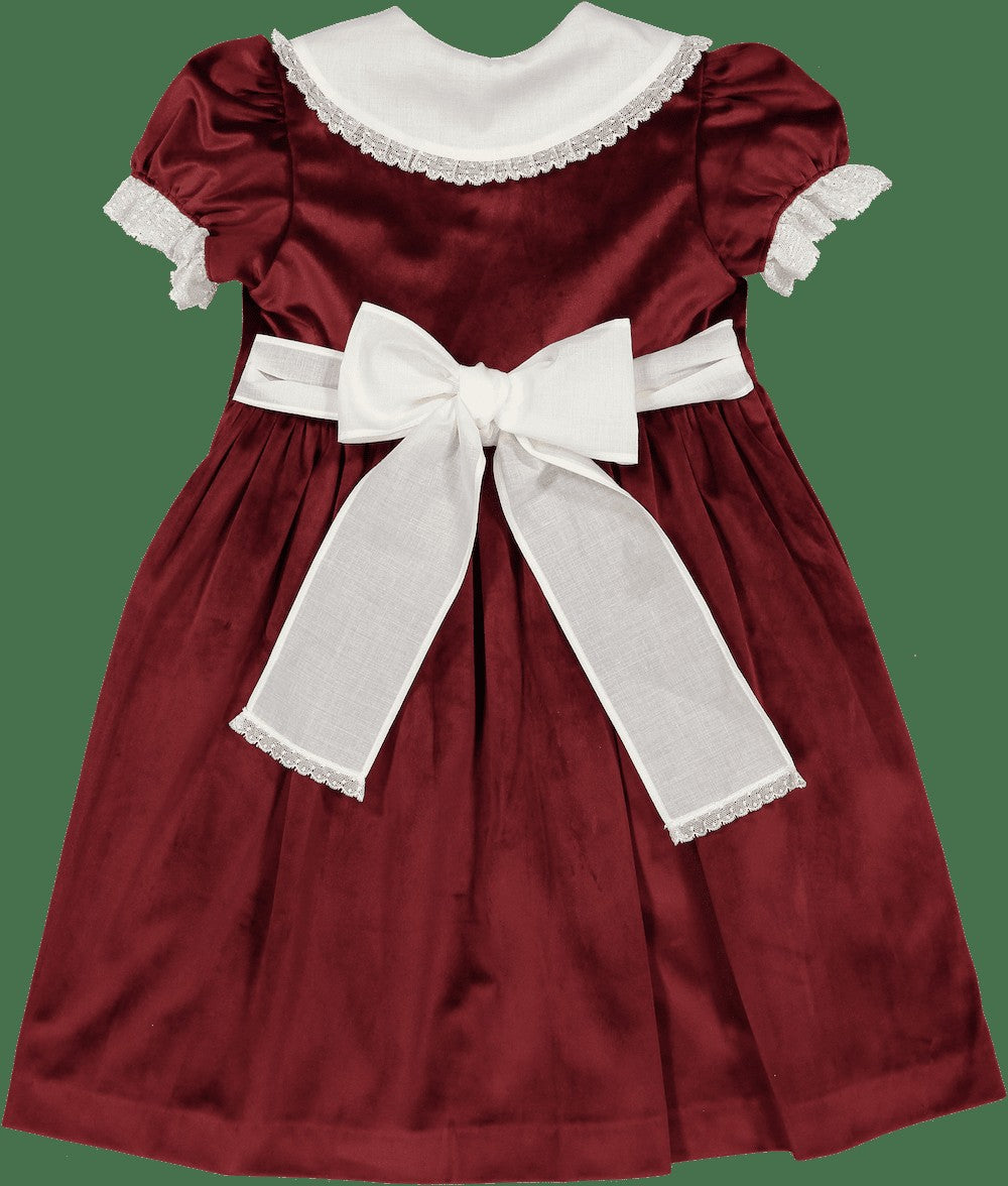 Sal & Pimenta Girls Holiday Dress - Velvet - Burgundy