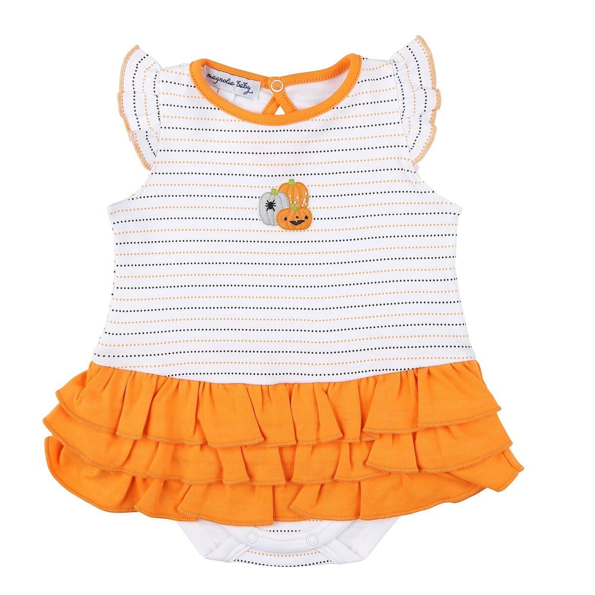 Magnolia Baby Girls Pumpkin Parade Halloween Ruffle Flutters Bubble