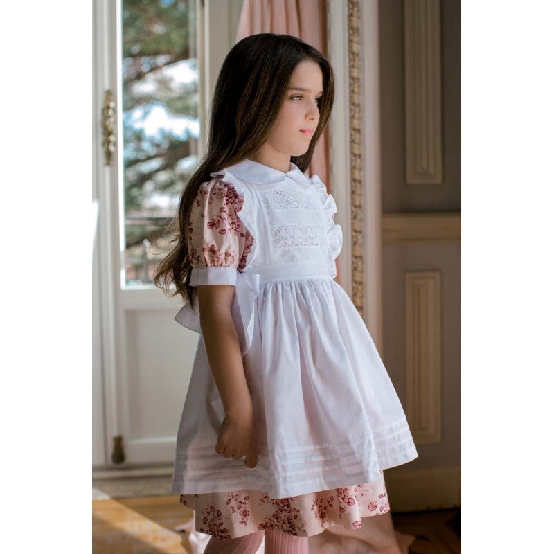 Sal & Pimenta Girls Secret Garden Dress - Pink Floral with Bows at Sides by Sal & Pimenta