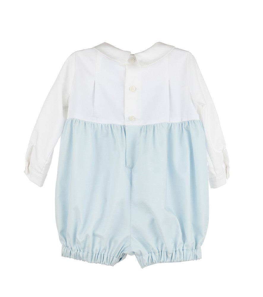 Luli & Me Baby Boys Timeless Bliss Smocked Bubble - White & Blue