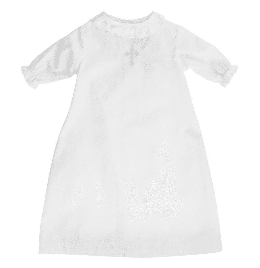 Bailey Boys Baby Girls Christening Cross Day Gown - Ruffle Neck & Long Sleeves by Bailey Boys