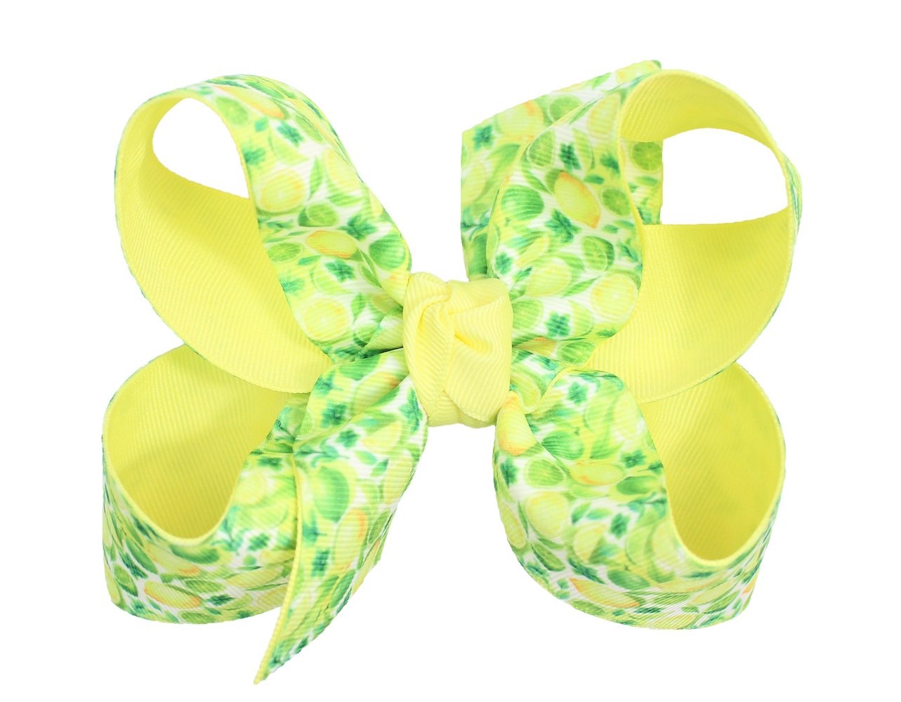 Beyond Creations Girls Grosgrain Double Knot Bow on Clip - Yellow & Green Lemon Lime