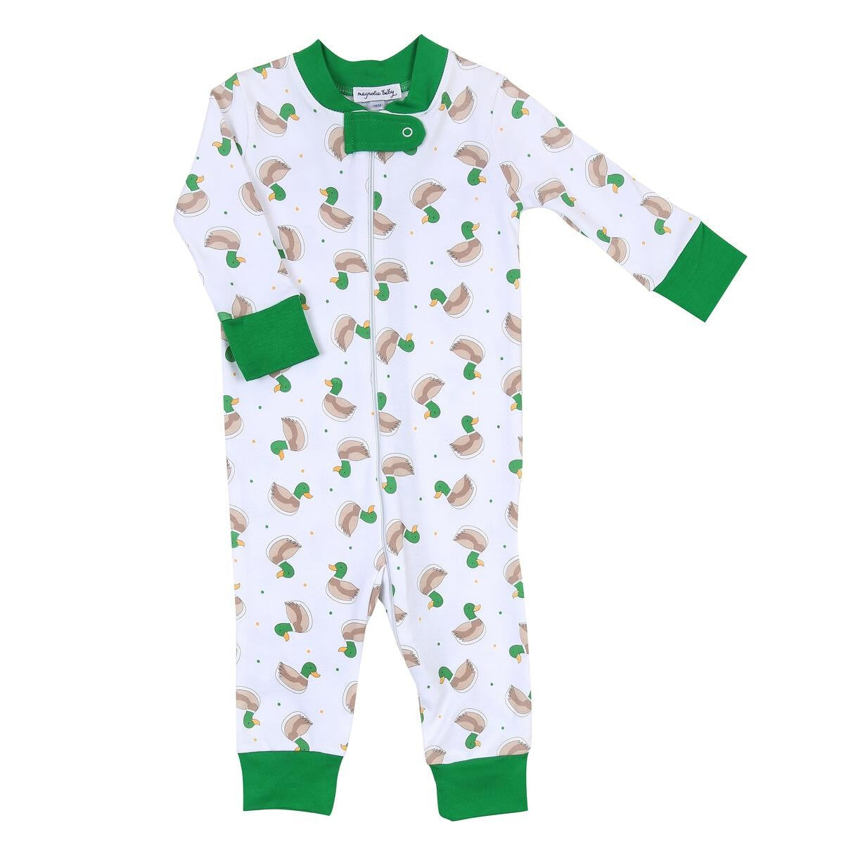Magnolia Baby Toddler Boys Green Tiny Mallard Duck Zipped Pajamas