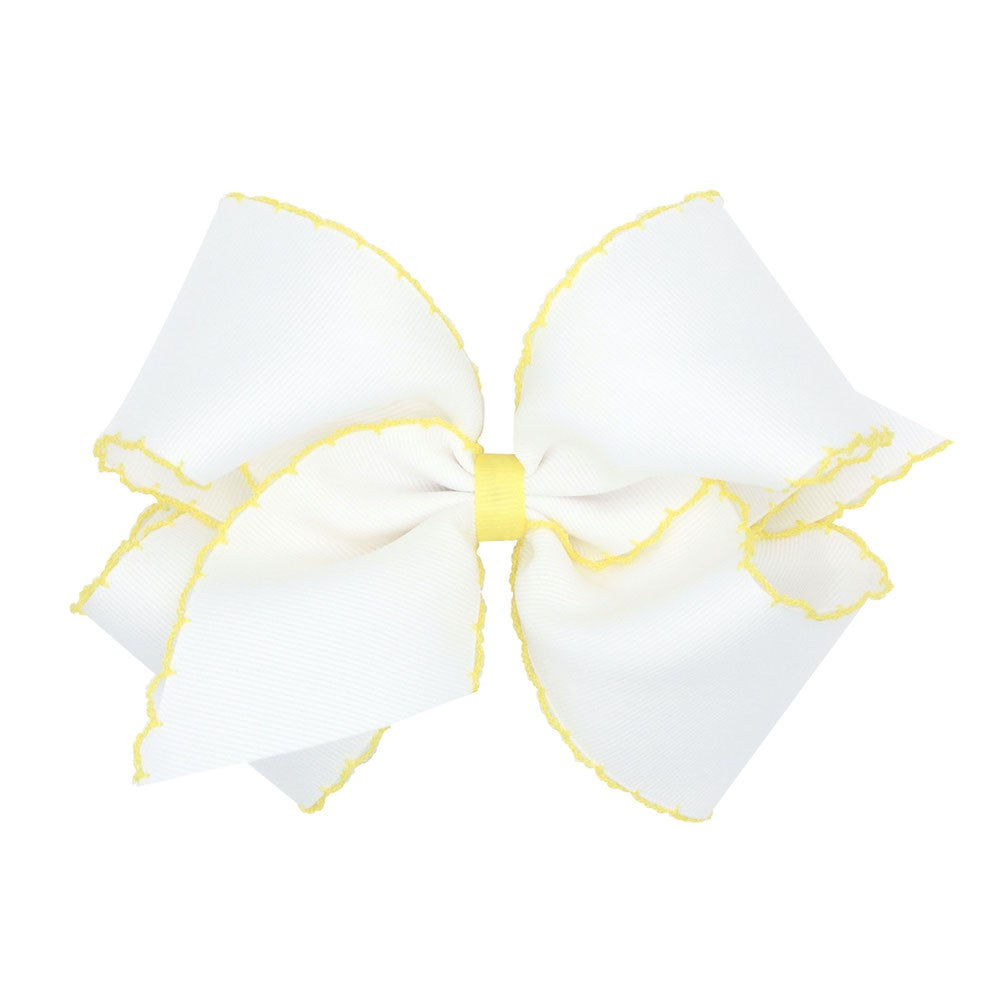 Wee Ones Girls Classic Moonstitch Bow - White with Yellow by Wee Ones