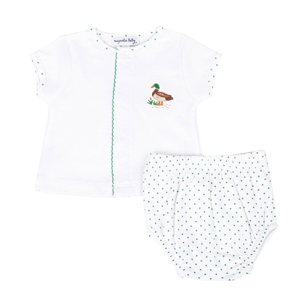 Magnolia Baby Boys Mallard Duck Pond Green Dots Diaper Set