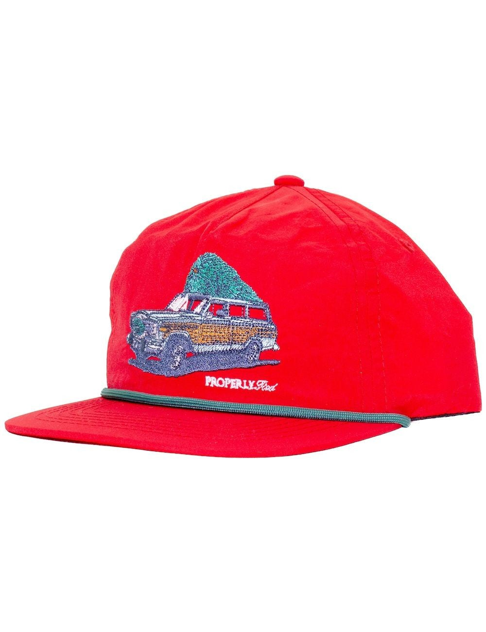 Properly Tied Youth Rope Hat - Red Holiday Run Christmas Tree on Car