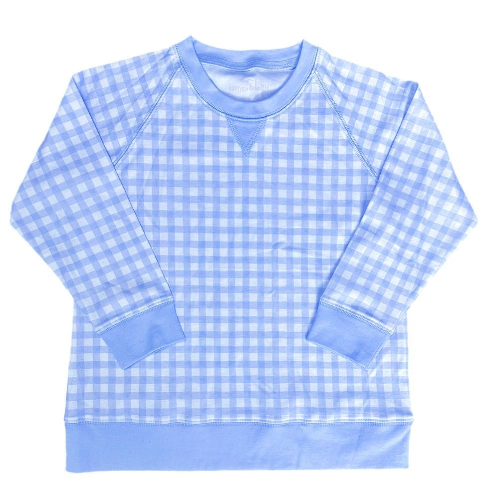 James & Lottie Girls Sidney Sweatshirt Top - Royal Blue Gingham by James & Lottie