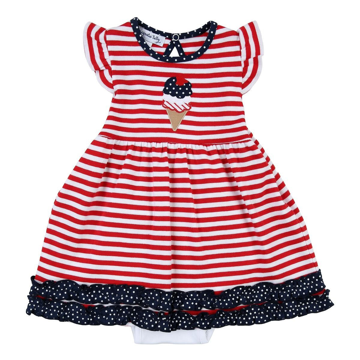Magnolia Baby Girls 4th of July Ice Cream Applique Flutters Dress