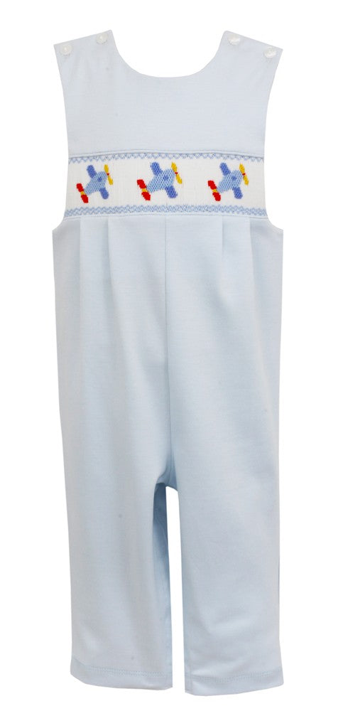 Petit Bebe Knits Baby Boys Blue Knit Smocked Airplanes Longall