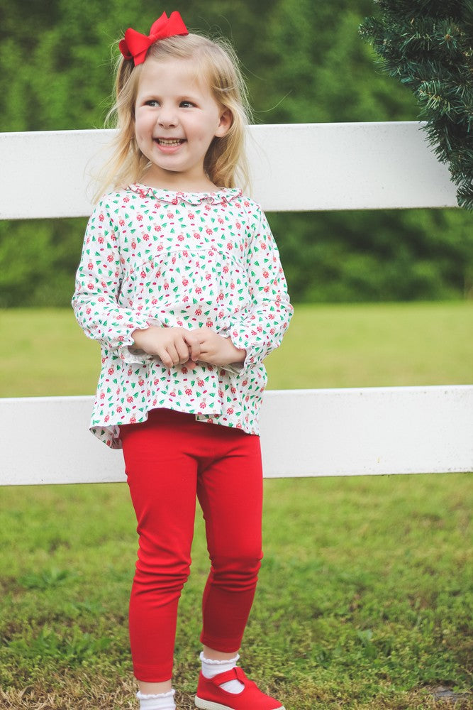 Proper Peony Parkside Girls Ruffle Collar Tunic Top - Nutcracker
