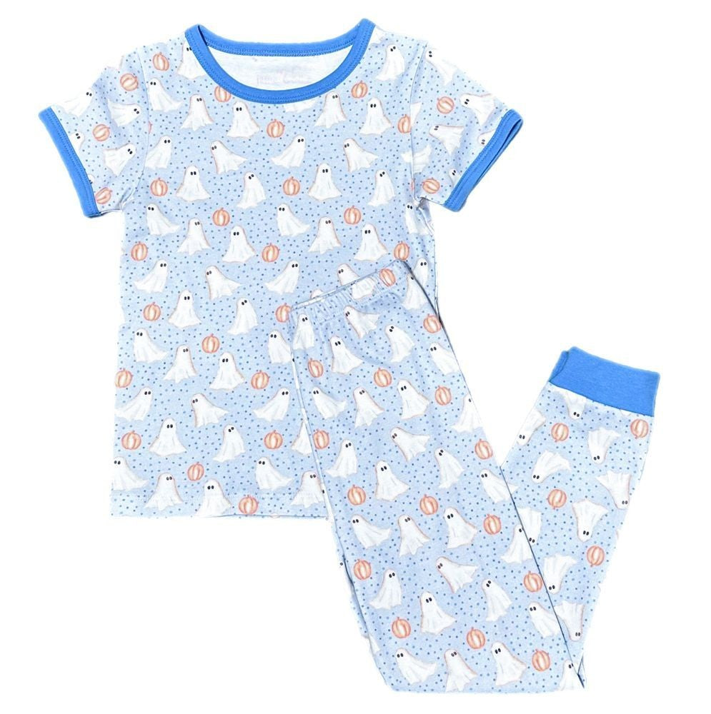 James & Lottie Kids Pajamas Set - Blue Halloween Ghosts