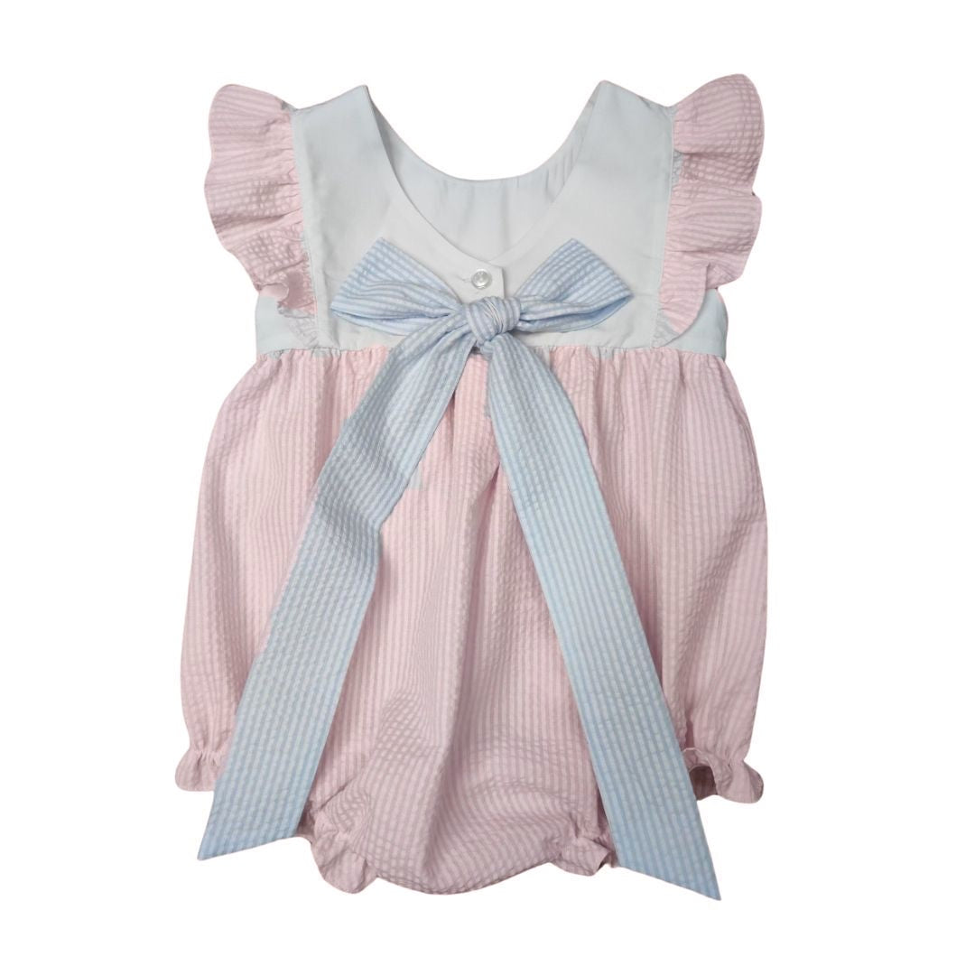 Whimsy Bay Kids Baby Girls Pink Embroidered Sugar & Spice Bubble