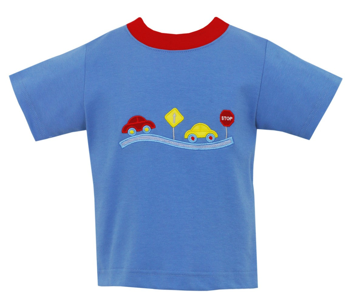 Claire & Charlie Boys Shirt - Periwinkle Blue with Highway Traffic by Claire & Charlie