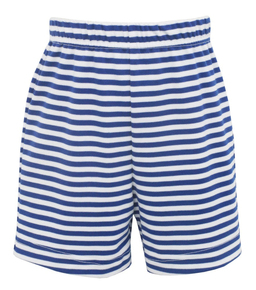 Anavini Velani Boys Pull On Shorts - Knit Royal Blue Stripes by Anavini