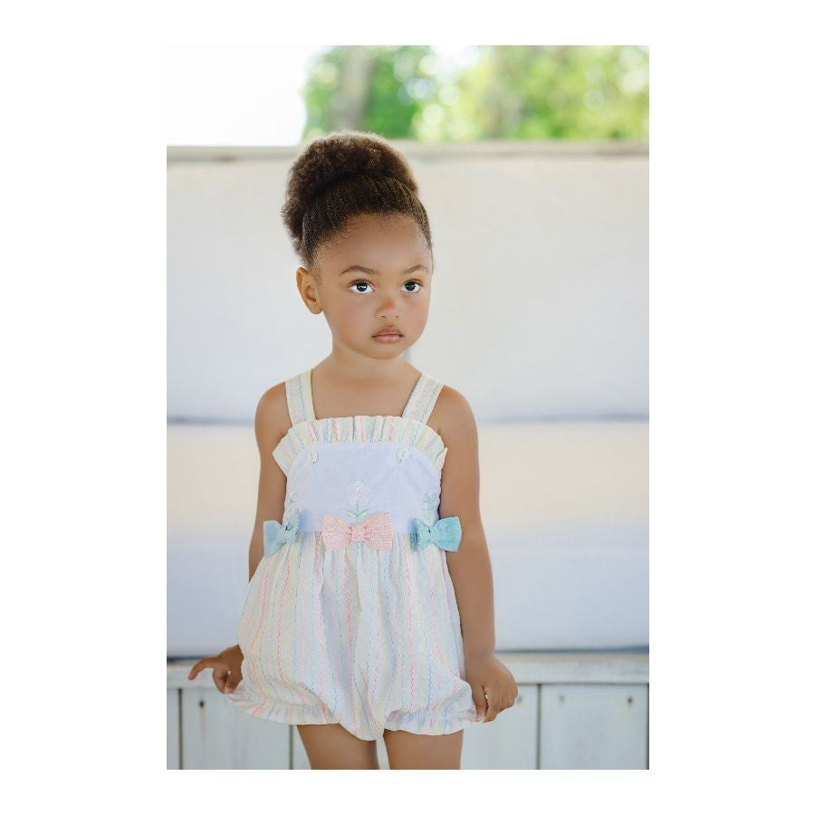 Sal & Pimenta Girls Bubble - Neon Pastel Stripes with Bows on Front