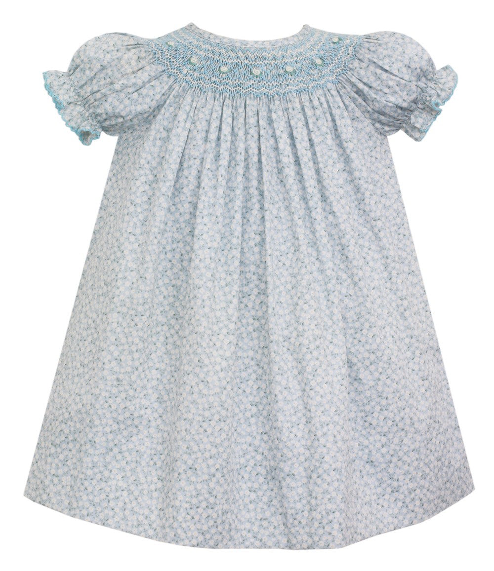 Petit Bebe Baby / Toddler Girls Smocked Bishop Dress - Light Blue Floral