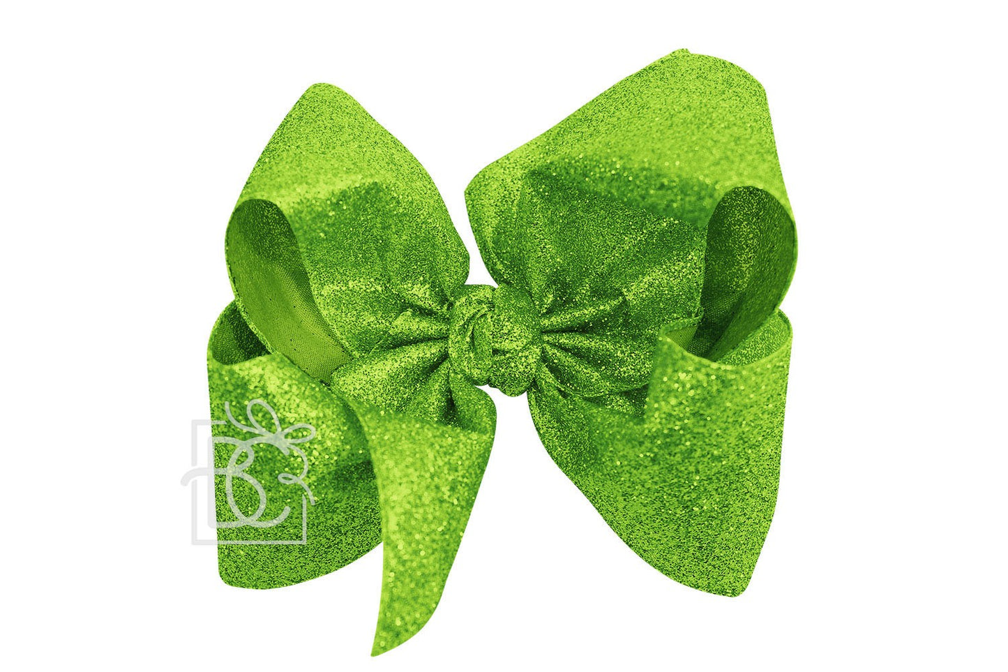 Beyond Creations Girls Hair Bow on Clip - Gum Drop Glitter Metallic Ribbon - Apple Green by Beyond Creations
