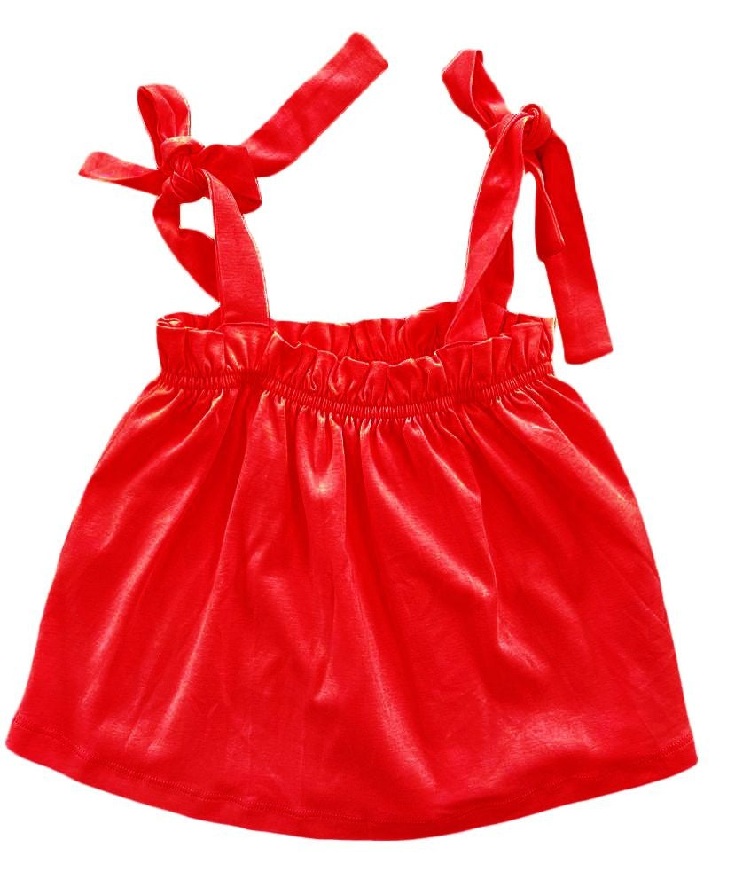 James & Lottie Girls Pima Knit Tie Top - Red