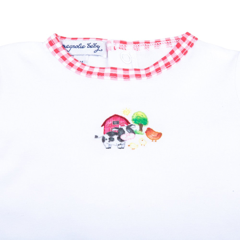 Magnolia Baby Boys Red Check Down on the Farm Diaper Set