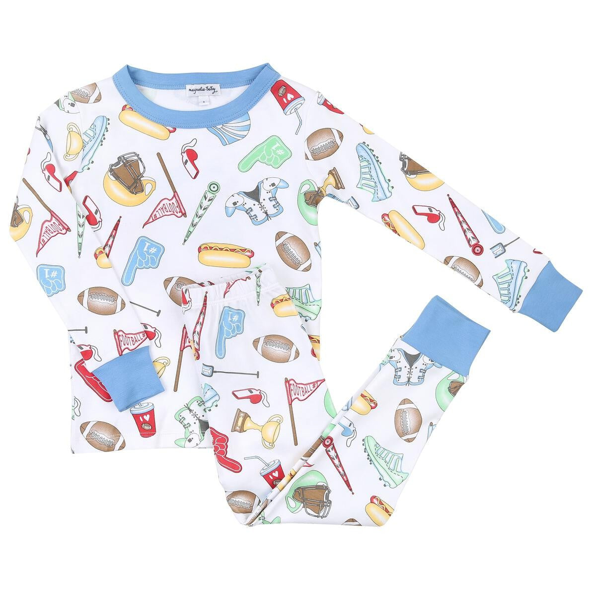 Magnolia Baby Boys Friday Night Lights Blue Football Long Pajamas
