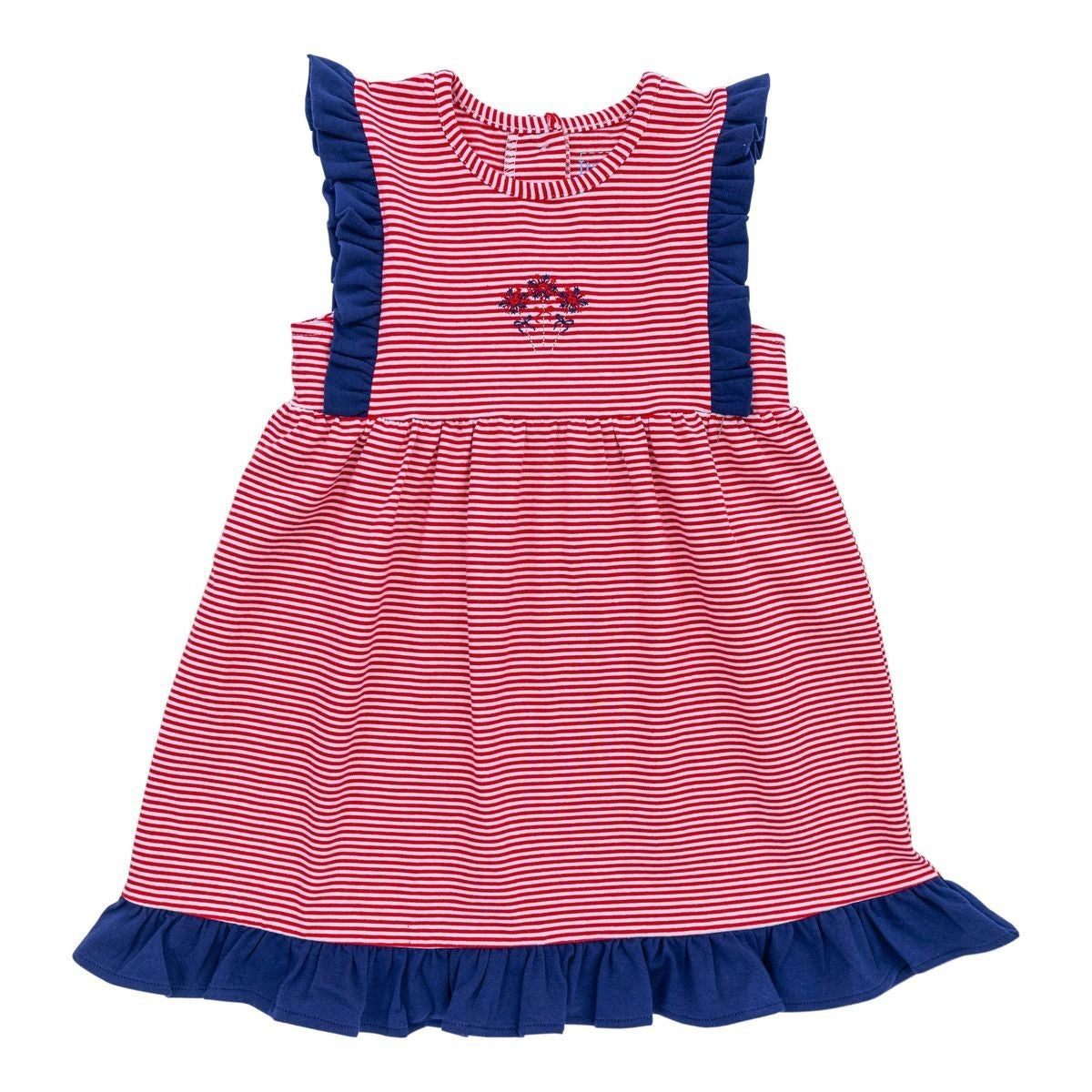 Itsy Bitsy Girls Red Patriotic Dress - Navy Blue Ruffles