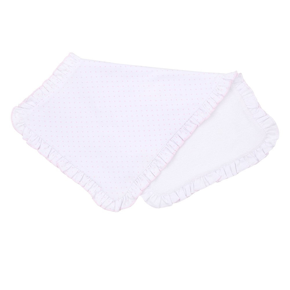 Magnolia Baby Mini Dots Fall 24 Pink Ruffle Burp Cloth by Magnolia Baby