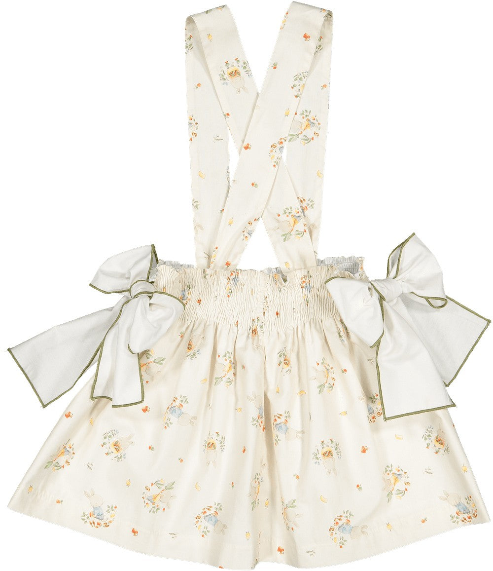 Sal & Pimenta Girls Overall Skirt with Bows - Bunny Carrot Stealers by Sal & Pimenta