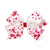 Wee Ones Girls Hair Bow - Pink & Red Valentines Hearts on White by Wee Ones