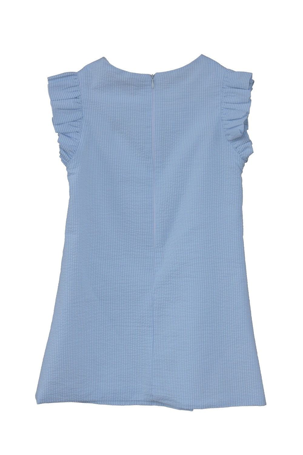 Susanne Lively Girls Sleeveless Seersucker A-Line Dress with Ruffles - Blue