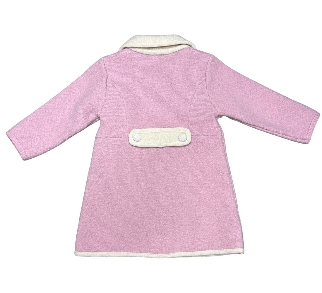 Marae Kids Girls Dress Coat - Single Breasted with Princess Seams - Rosa Pink with Cream Trim