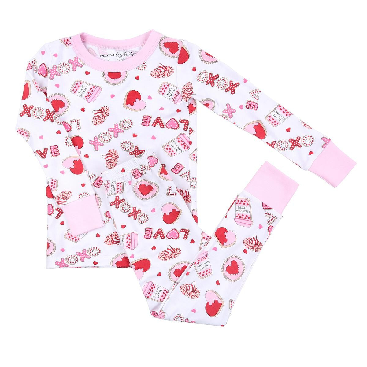 Magnolia Baby Little Girls Pink & Red Sweet Valentine Treats Pajamas by Magnolia Baby