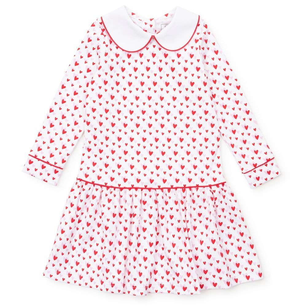 Lila & Hayes Girls Lillian Dress - Pink & Red Heart to Heart Valentines
