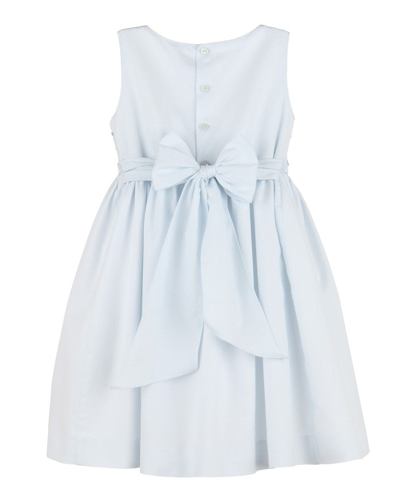 Luli & Me Girls Blue Sleeveless Dress - Fully Smocked Bodice