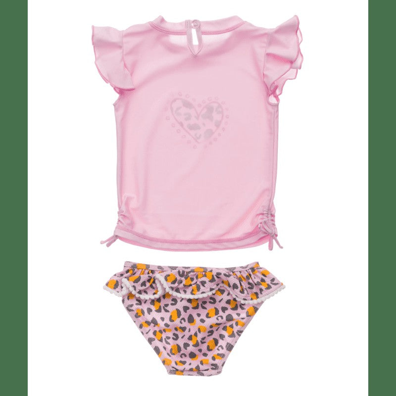 Snapper Rock Baby / Toddler Girls Pink Leopard Love Ruffle Rash Guard Set by Snapper Rock