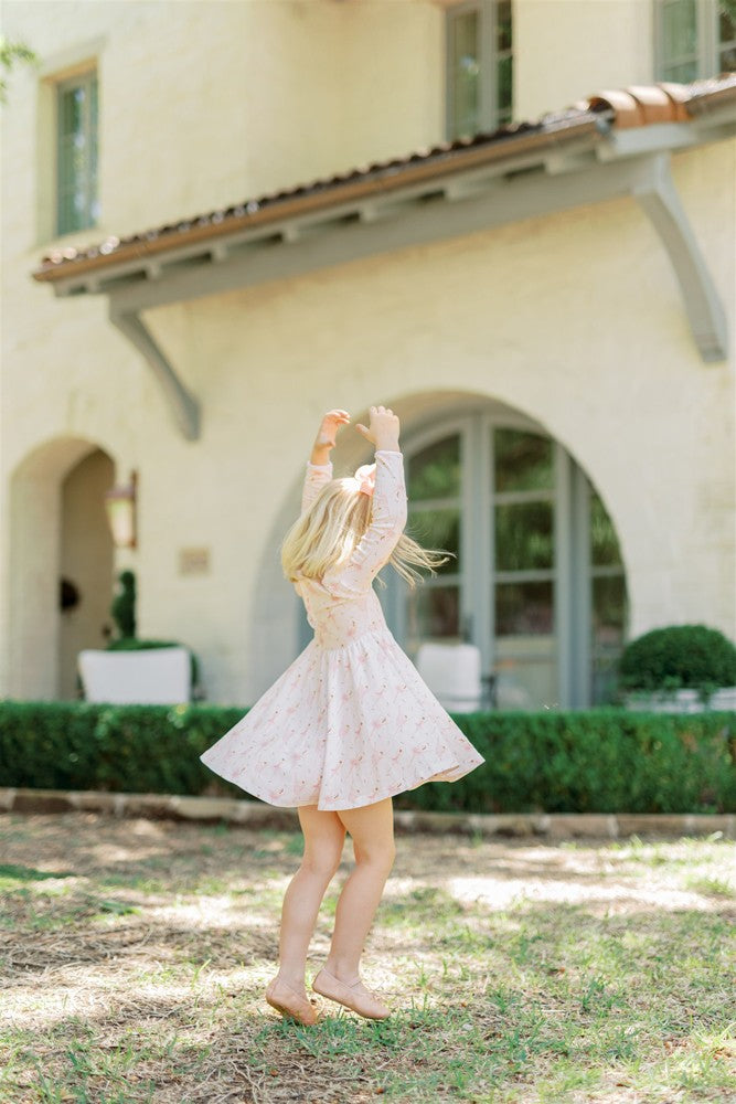 Proper Peony Pima Girls Pink Ballerinas Twirl Dress