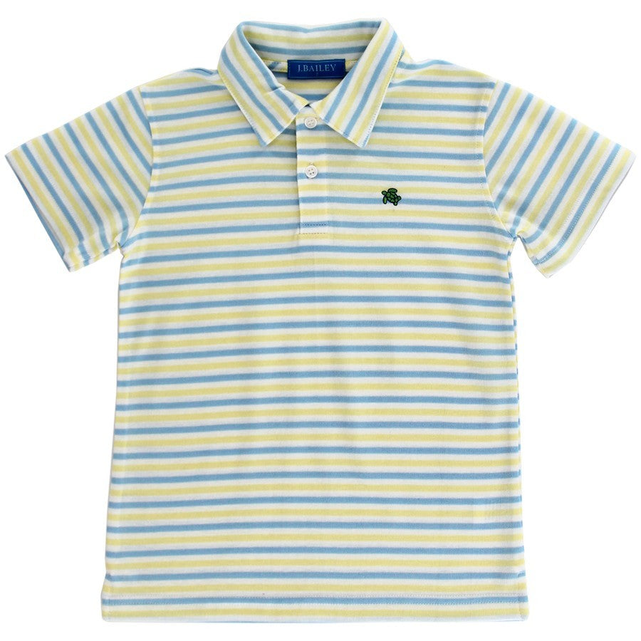 Bailey Boys J. Bailey Henry Polo Shirt - Stripes - Blue & Yellow Sunshine