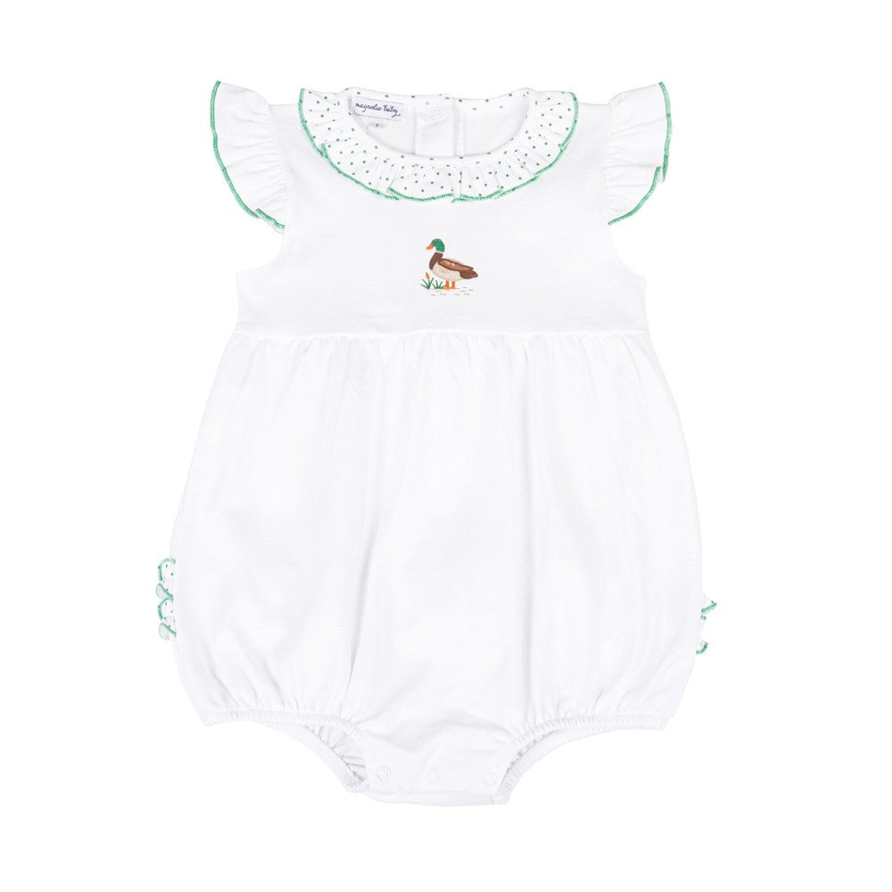 Magnolia Baby Girls White Mallard Duck Pond Ruffle Flutters Bubble