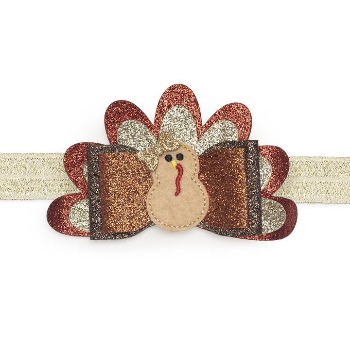 Sweet Wink Girls Headband - Gold Thanksgiving Turkey