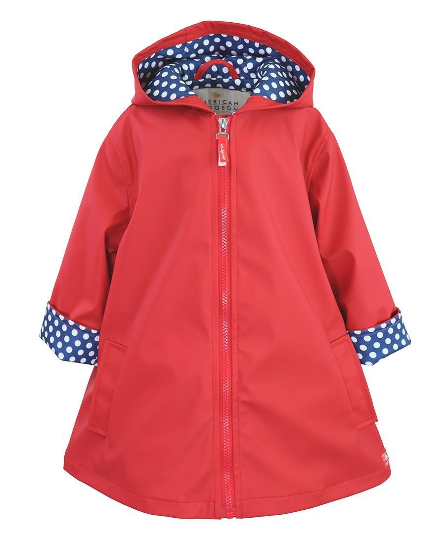 Widgeon Girls A-Line Rain Coat with Hood - Lollipop Red