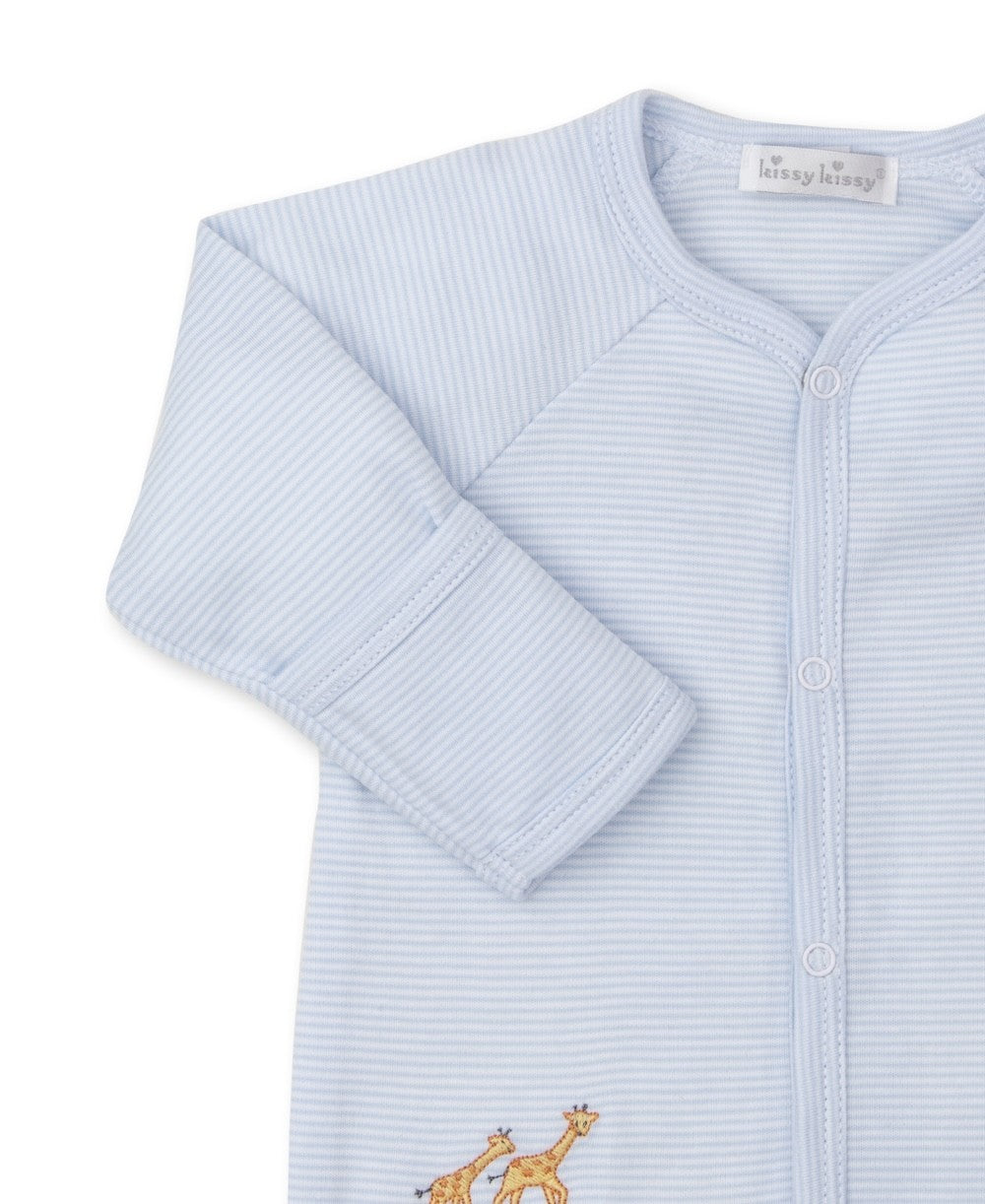 Kissy Kissy Baby Boys Footie - Blue Stripe Jungle Animals Oasis